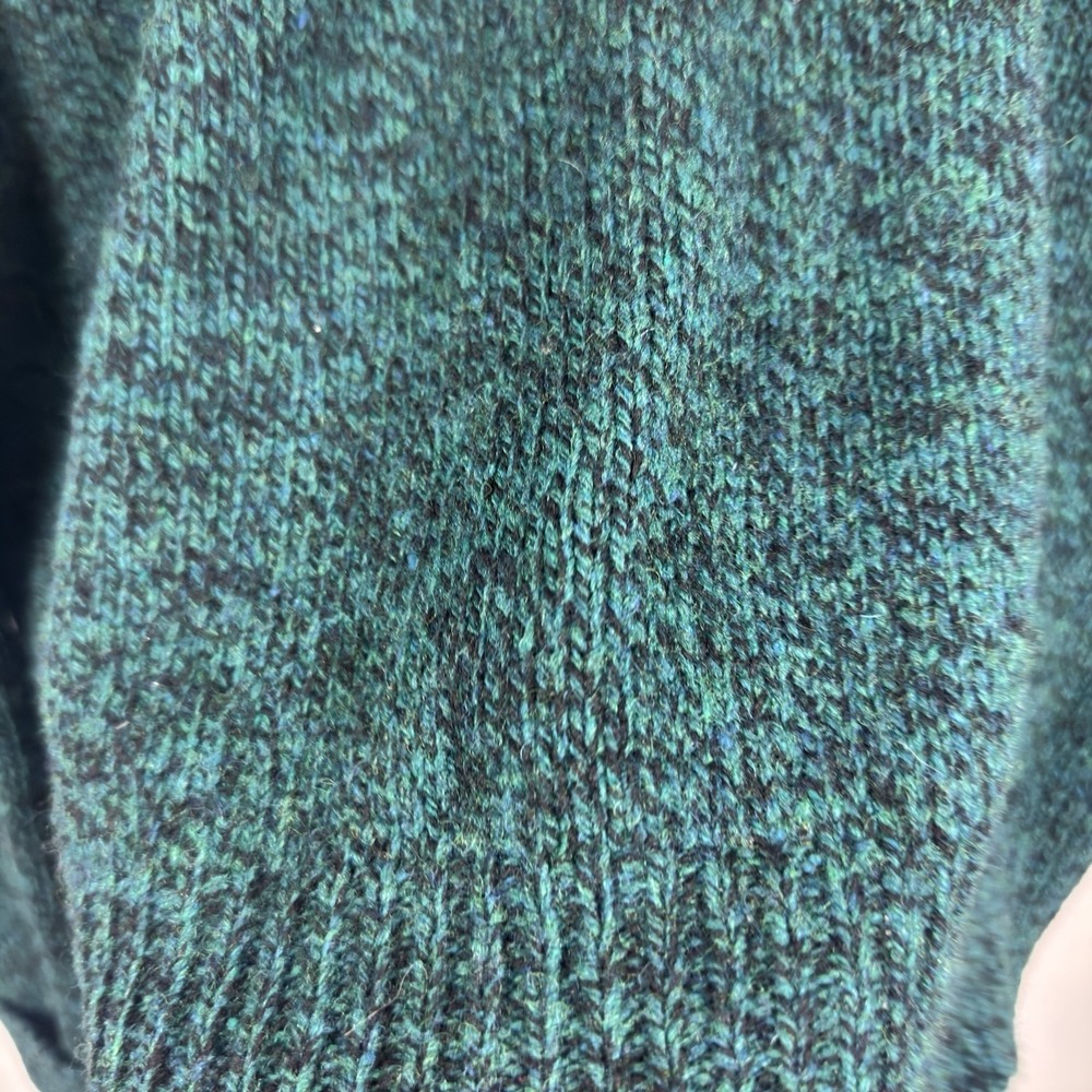 Vintage Lands End Wool Blend Crewneck Sweater Made in USA Blue Green Marled M - Picture 3 of 8